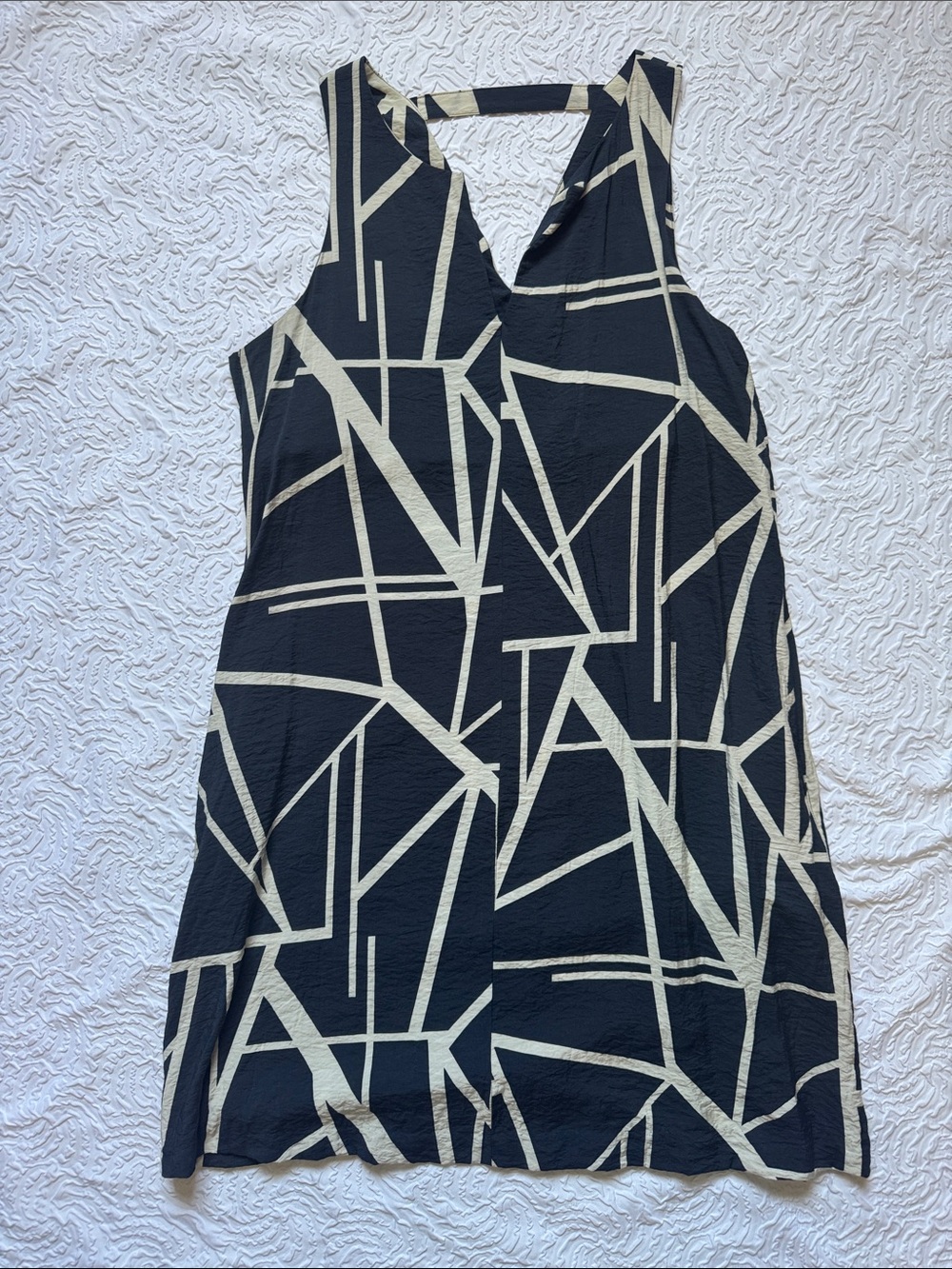 Banana Republic Navy & Cream Geometric Midi Dress